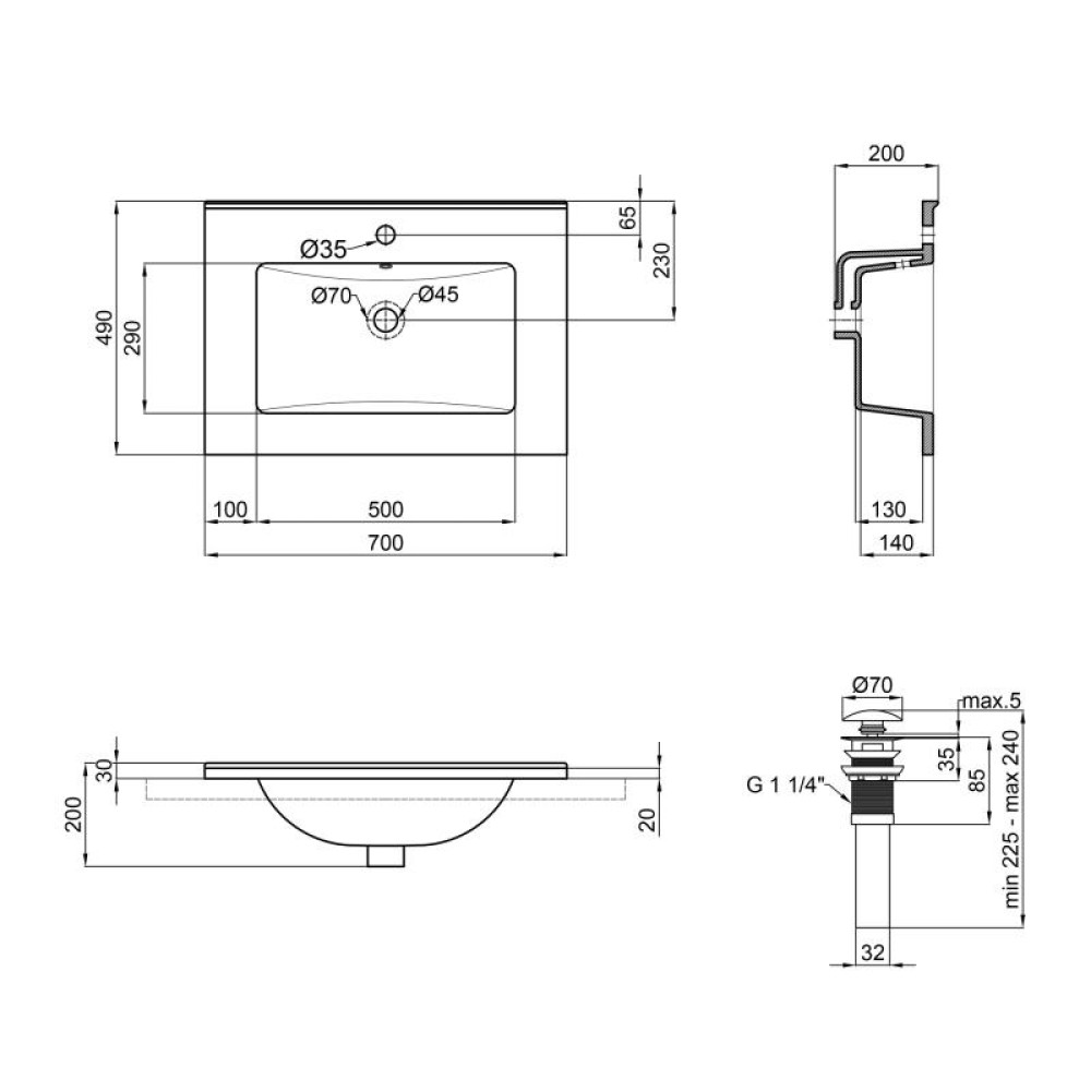 Раковина Qtap Albatross E49 White з донним клапаном QT01119070E49W