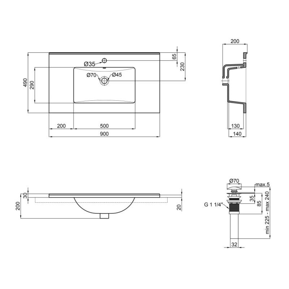 Раковина Qtap Albatross E49 White з донним клапаном QT01119090E49W
