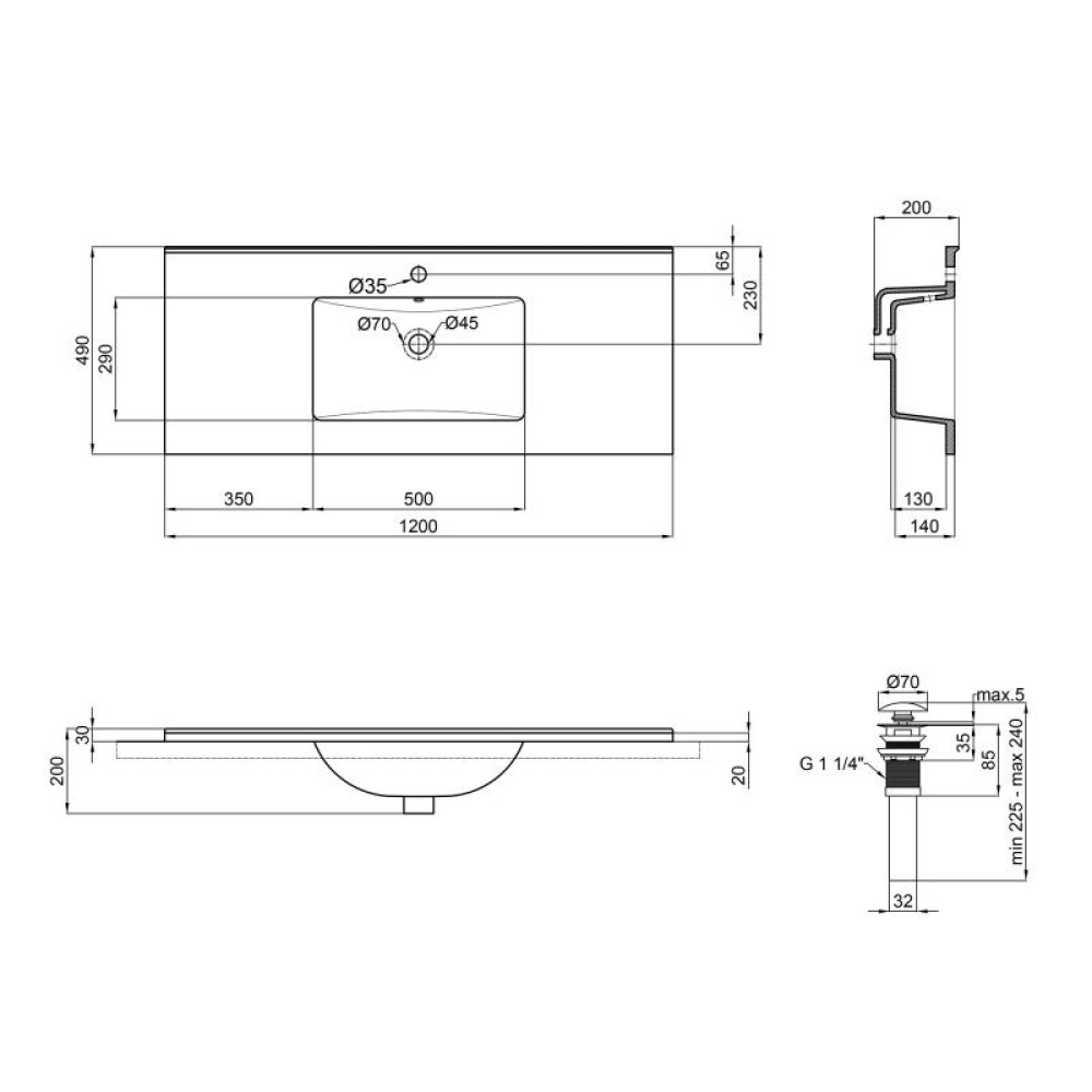 Раковина Qtap Albatross E49 White з донним клапаном QT01119120E49W