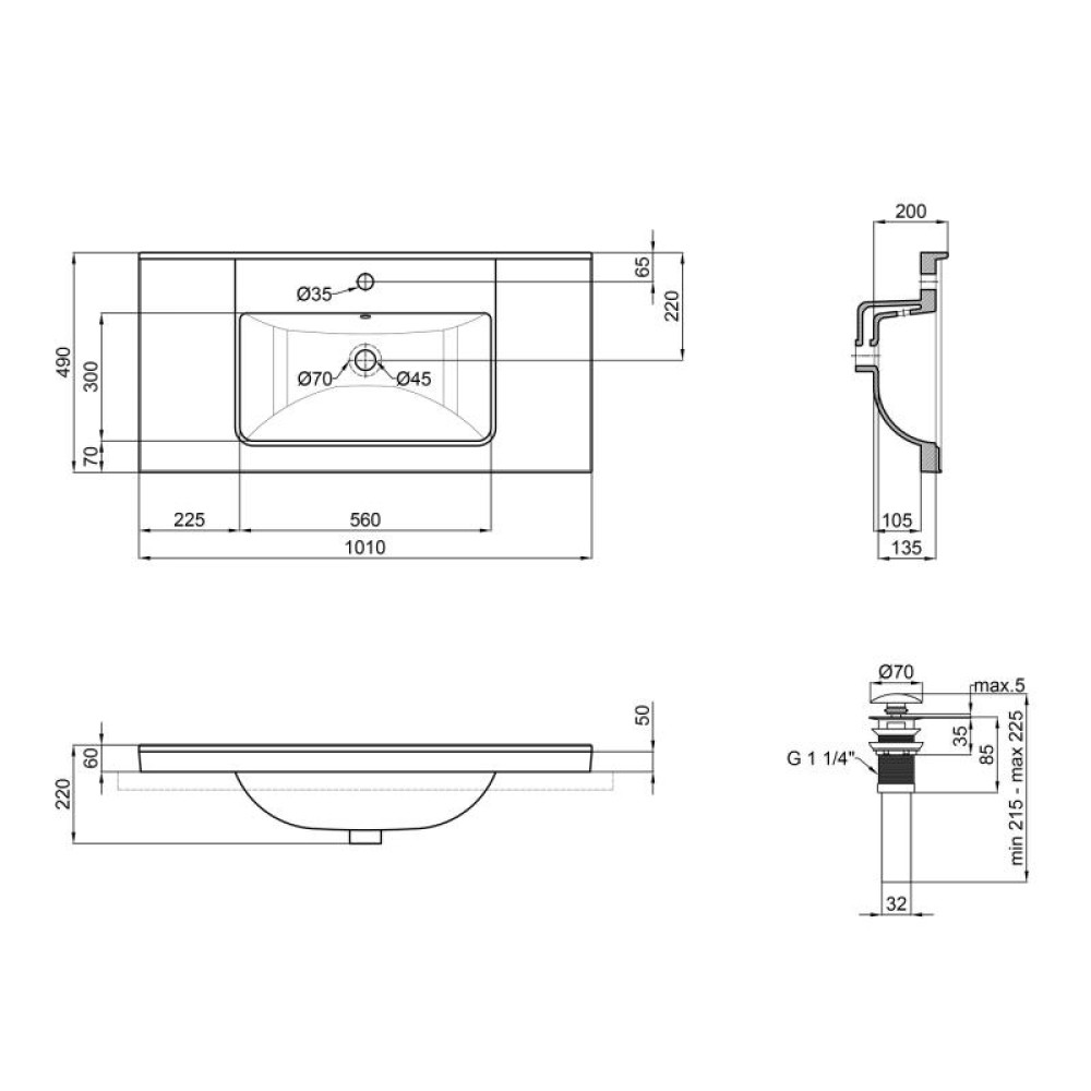 Раковина Qtap Albatross Q White з донним клапаном QT01115100QW