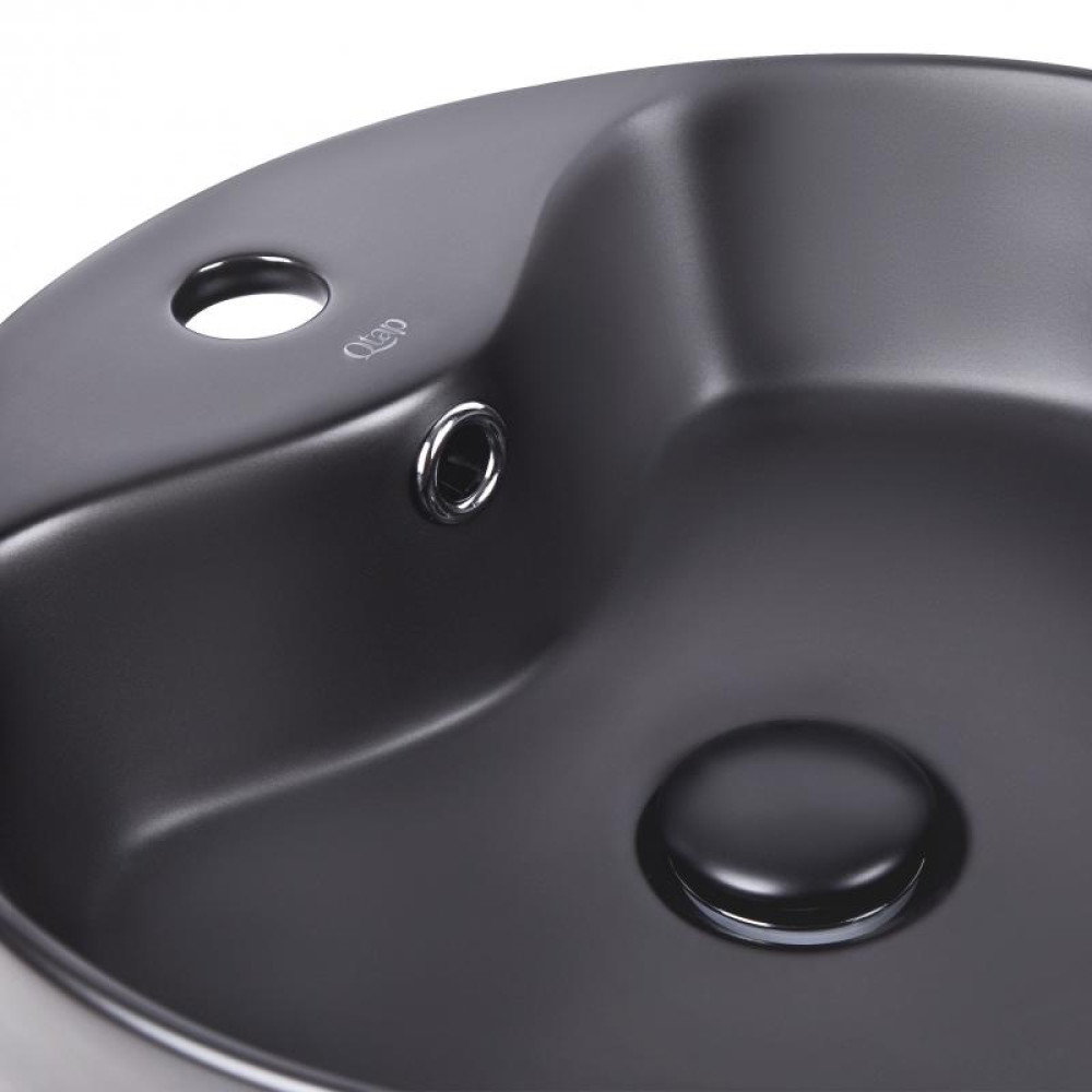 Раковина-чаша Qtap Scorpio Matt black з донним клапаном QT14113018BMBMB
