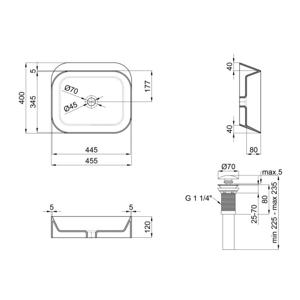 Раковина-чаша Qtap Scorpio Matt black з донним клапаном QT14112242MBMB