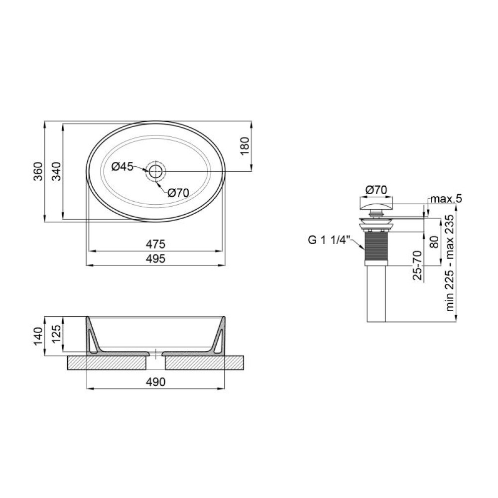 Раковина-чаша Qtap Kolibri White з донним клапаном QT10113054W