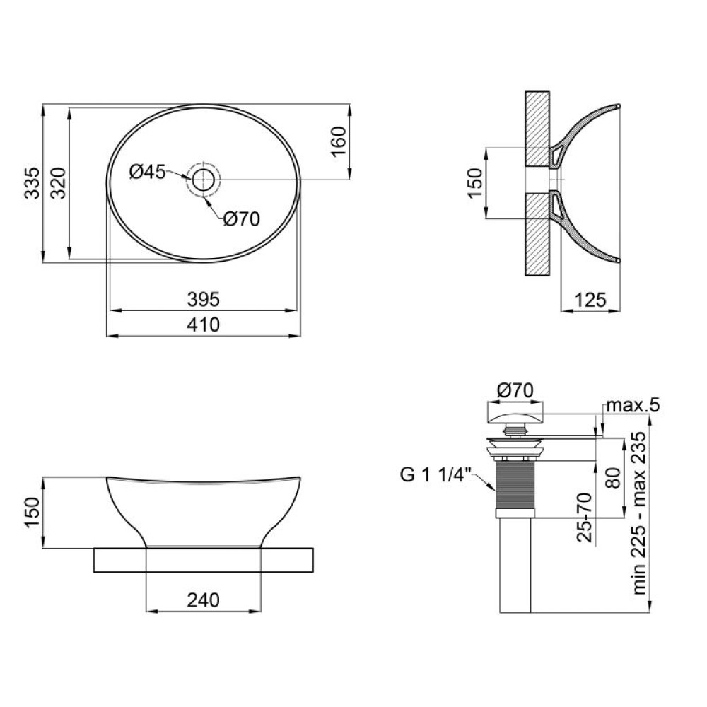 Раковина-чаша Qtap Dove White з донним клапаном QT06113078W