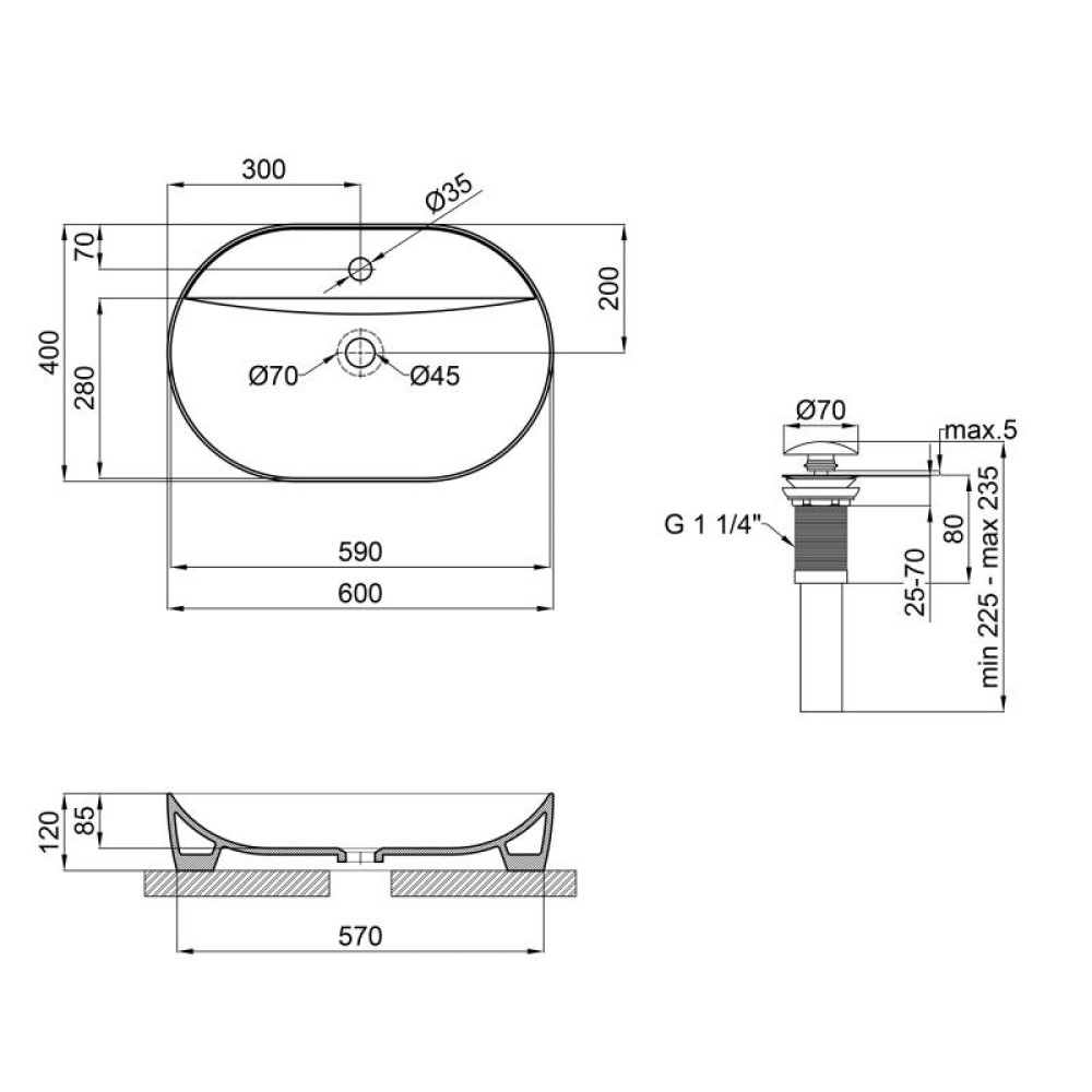 Раковина-чаша Qtap Scorpio Matt black з донним клапаном QT142203MBMB