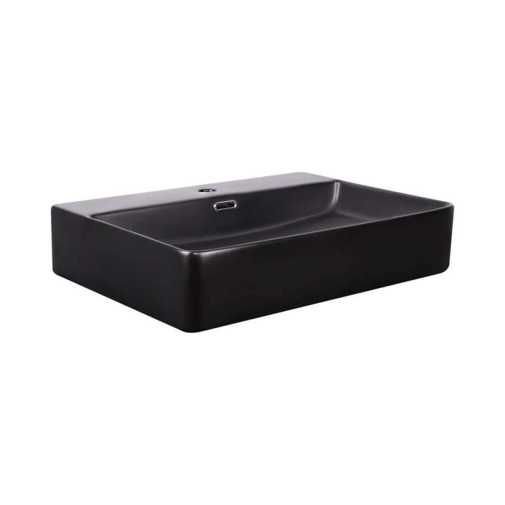 Раковина Qtap Nando LT Matt black з донним клапаном QT12112173MBMB