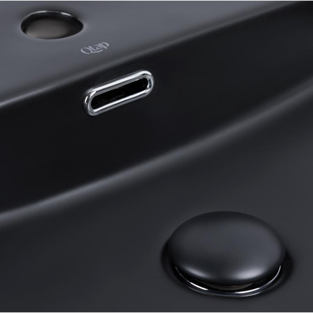 Раковина Qtap Nando LT Matt black з донним клапаном QT12112173SMBMB