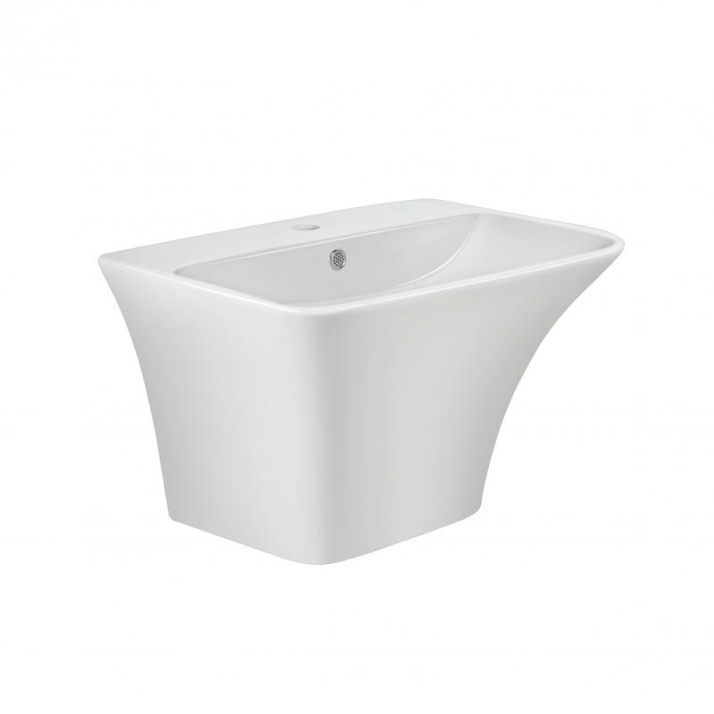 Раковина підвісна моноблок Qtap Crow White з донним клапаном QT0511G835W