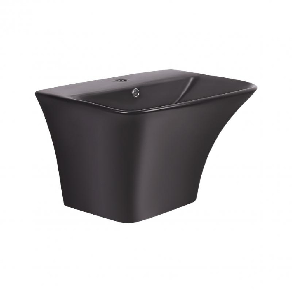 Раковина підвісна моноблок Qtap Crow Matt black з донним клапаном QT0511G835MB