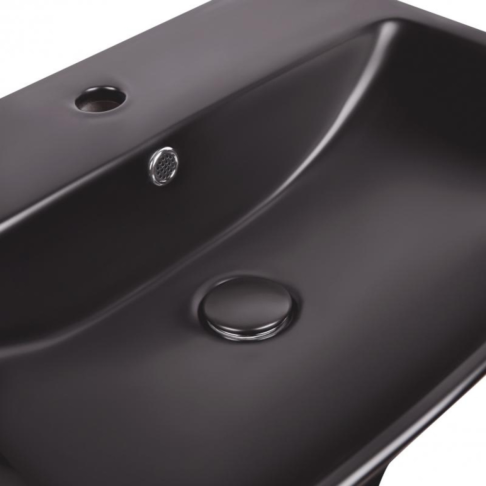 Раковина підвісна моноблок Qtap Crow Matt black з донним клапаном QT0511G835MB