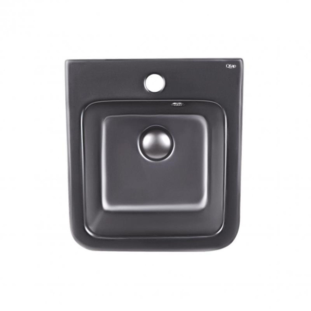 Раковина підвісна моноблок Qtap Tern Matt black з донним клапаном QT1711G808MB