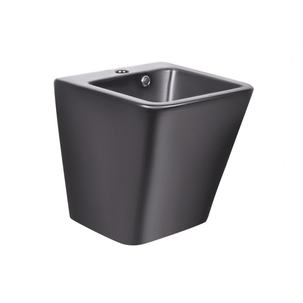 Раковина підвісна моноблок Qtap Tern Matt black з донним клапаном QT1711G808MB