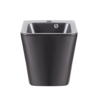 Раковина подвесная моноблок Qtap Tern Matt black с донным клапаном QT1711G808MB