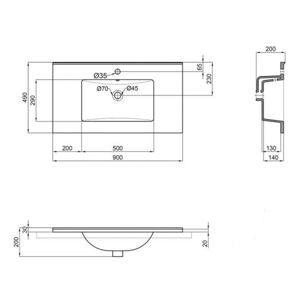 Раковина Qtap Albatross E49 White без донного клапана QT01119090E49W1