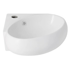 Раковина подвесная Qtap Leo N 380x360x130 мм, White, угловая, овальная, без донного клапана QT11115010WN