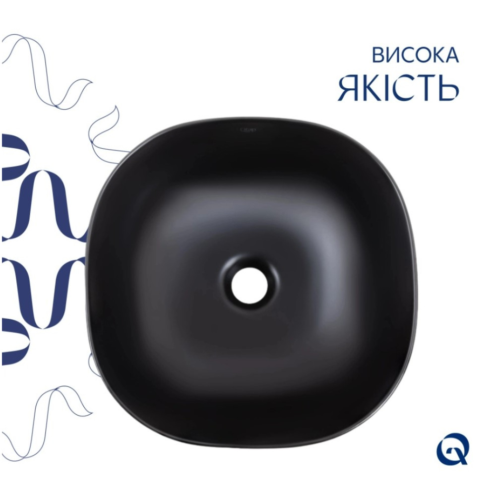 Раковина Qtap Kolibri 400x400x140 Matt Black без донного клапана QT10112144MBMBN