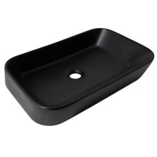 Раковина накладная Qtap Scorpio 550х390х120 мм, Matt Black, прямоугольная, без донного клапана QT14112243MBN
