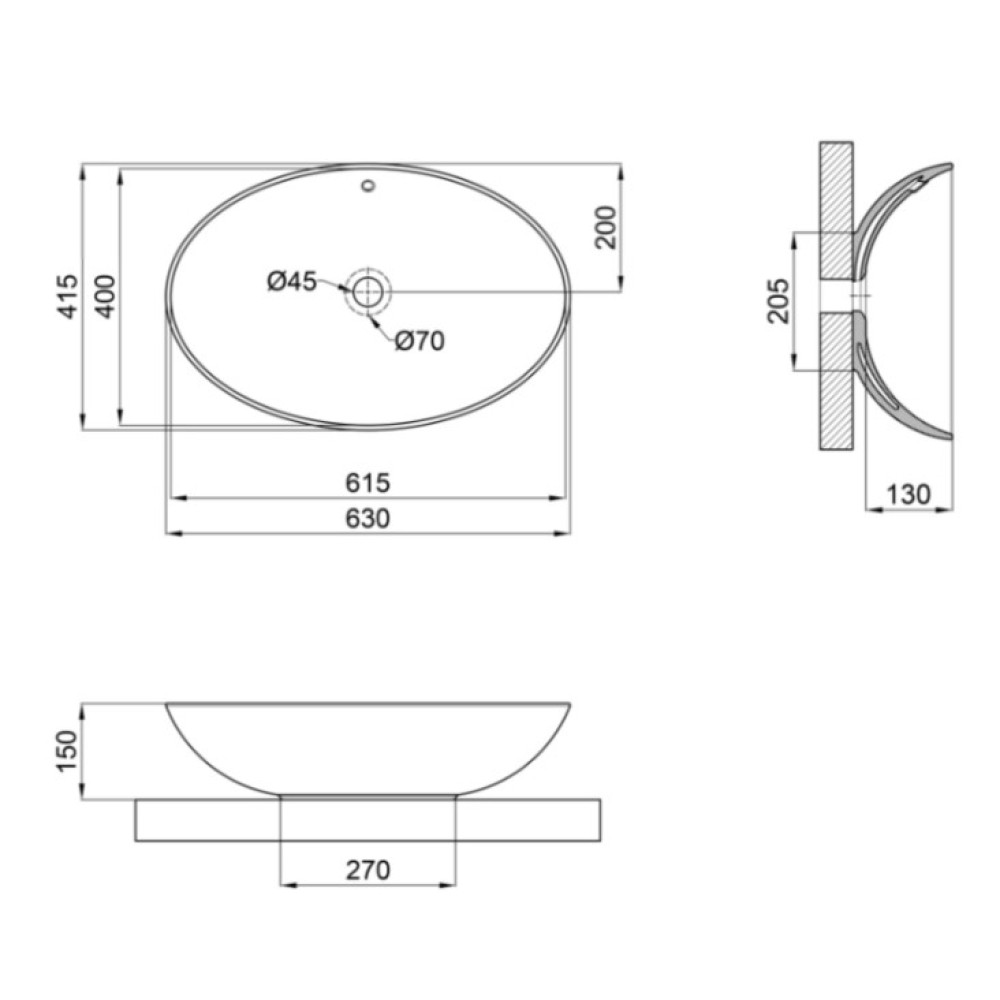 Раковина Qtap Dove без донного клапана QT06113077WN