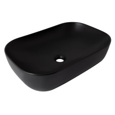 Раковина накладная Qtap Robin 600x390x150 мм, Matt Black, прямоугольная, без донного клапана QT132143PMBMBN