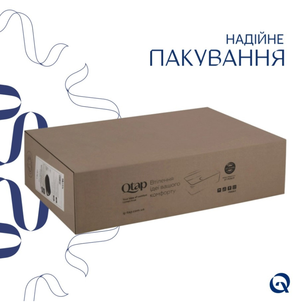 Раковина накладна Qtap Robin 600x390x150 мм, Matt Black, прямокутна, без донного клапана QT132143PMBMBN