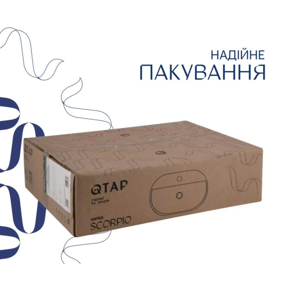 Раковина накладна Qtap Scorpio 500x380x120 мм, White, овальна, без донного клапана QT14116533W