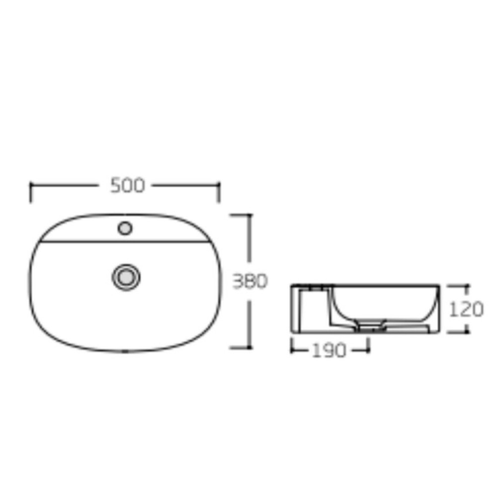 Раковина накладна Qtap Scorpio 500x380x120 мм, White, овальна, без донного клапана QT14116533W