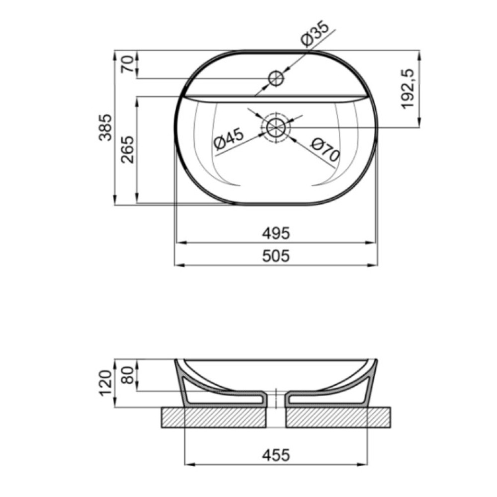 Раковина Qtap Scorpio без донного клапана QT142202MBMBN
