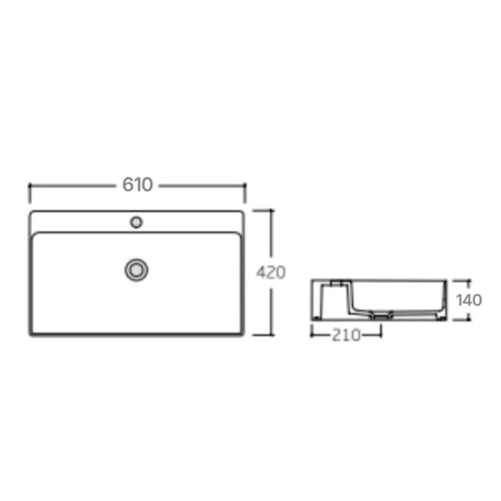 Раковина подвесная Qtap Nando LT 610х420х140 мм, White, прямоугольная, без донного клапана QT12116146W