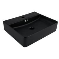 Раковина подвесная Qtap Nando LT 500х420х130 Matt Black без донного клапана QT12116146AMB