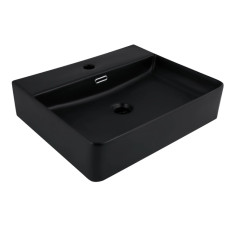 Раковина подвесная Qtap Nando LT 500х420х130 Matt Black без донного клапана QT12116146AMB