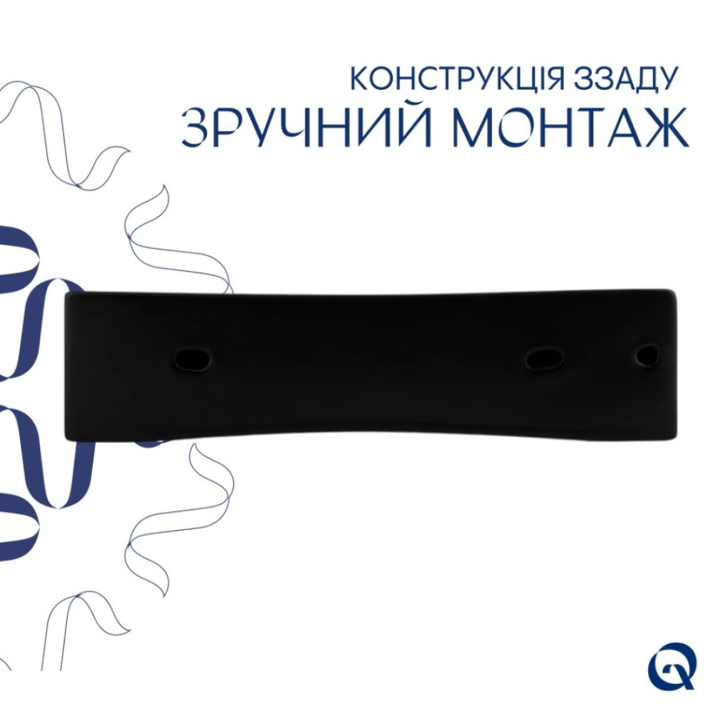 Раковина підвісна Qtap Nando LT 500х420х130 Matt Black без донного клапана QT12116146AMB