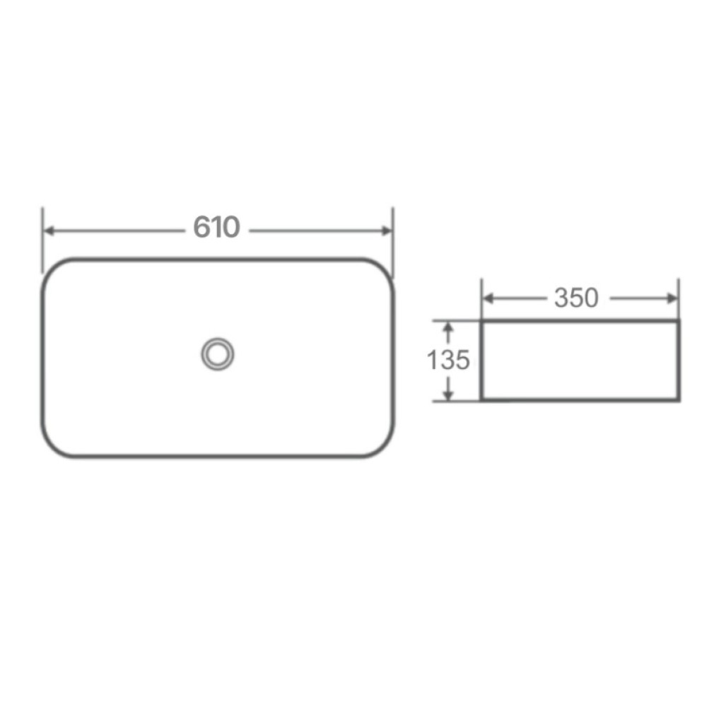 Раковина накладна Qtap Tern 610x350x135 мм, White, прямокутна, без донного клапана QT17118140W