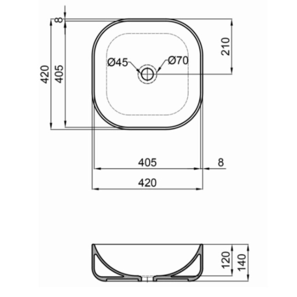 Раковина Qtap Kolibri без донного клапана QT1011K396WN