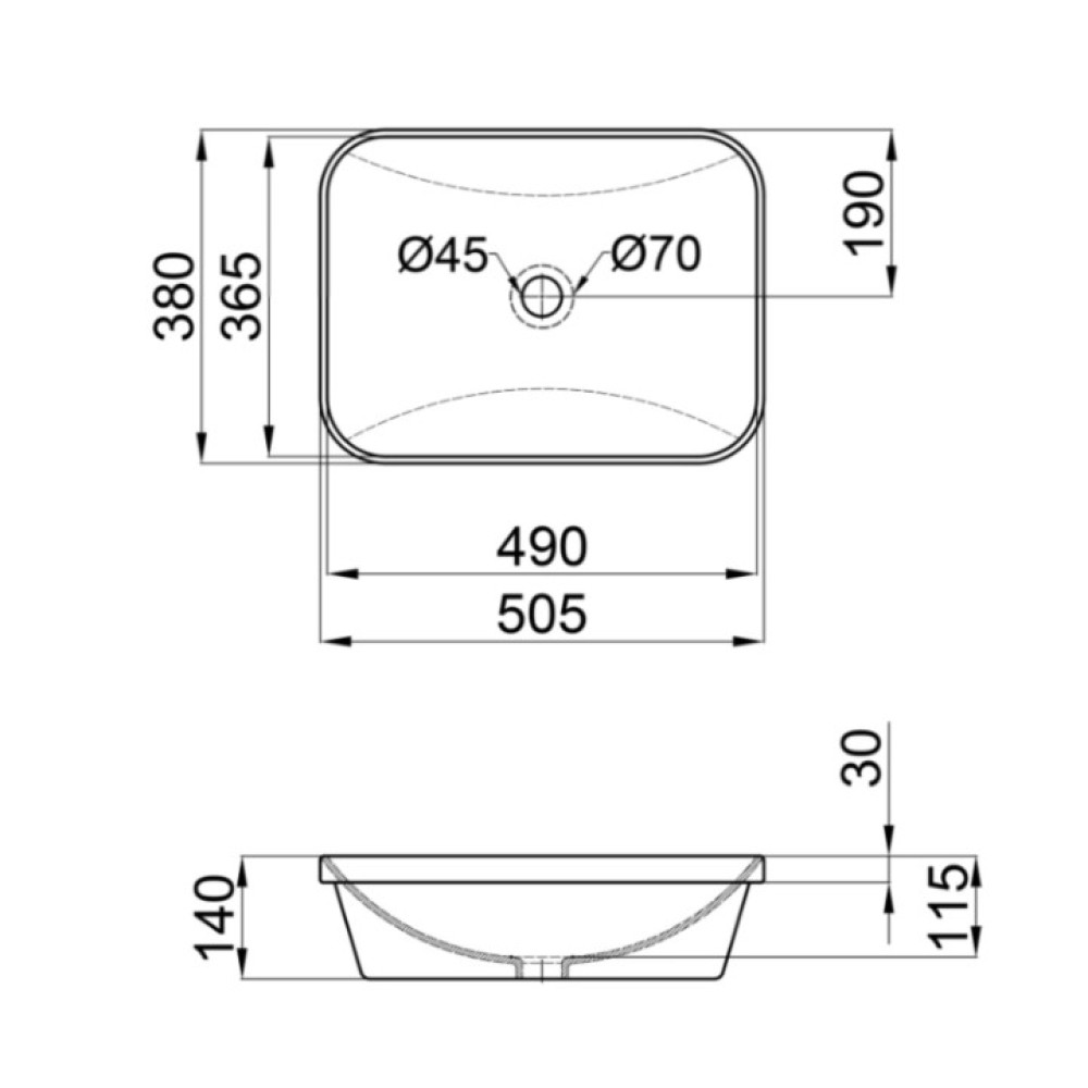 Раковина Qtap Scorpio без донного клапана QT1411K490WN