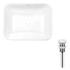 Комплект Qtap Scorpio: Раковина врезная прямоугольная 510х390х145 мм White + Донный клапан PU02 (QT1411K490WN47290)