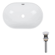 Комплект Qtap Leo: Раковина врізна овальна 590x400x170 мм White + Донний клапан PU02O (QT11114028WN47292)