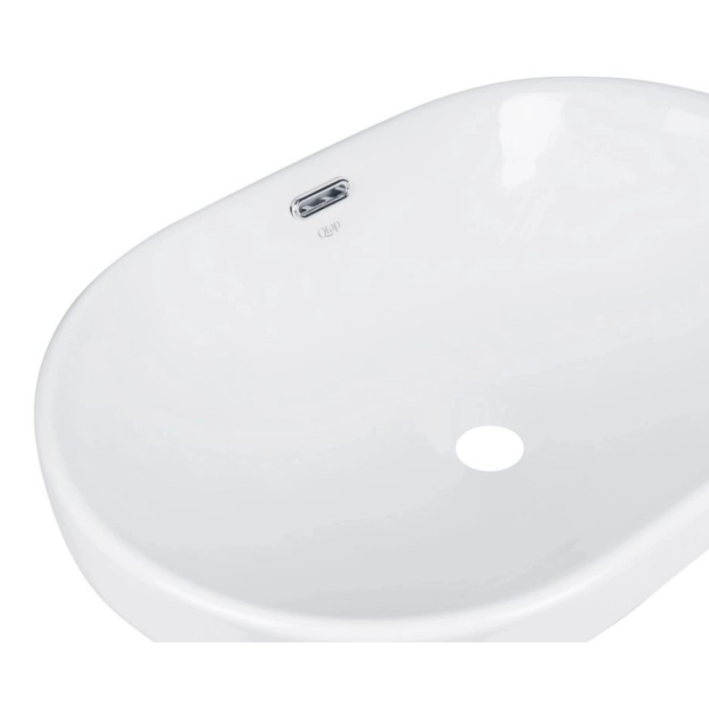 Комплект Qtap Leo: Раковина врізна овальна 590x400x170 мм White + Донний клапан PU02O (QT11114028WN47292)