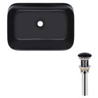 Комплект Qtap Scorpio: Раковина накладная прямоугольная 550х390х120 мм Matt Black + Донный клапан PU03 (QT14112243MBN47298)