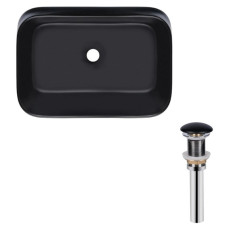 Комплект Qtap Scorpio: Раковина накладная прямоугольная 550х390х120 мм Matt Black + Донный клапан PU03 (QT14112243MBN47298)