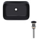 Комплект Qtap Scorpio: Раковина накладная прямоугольная 550х390х120 мм Matt Black + Донный клапан PU03 (QT14112243MBN47298)