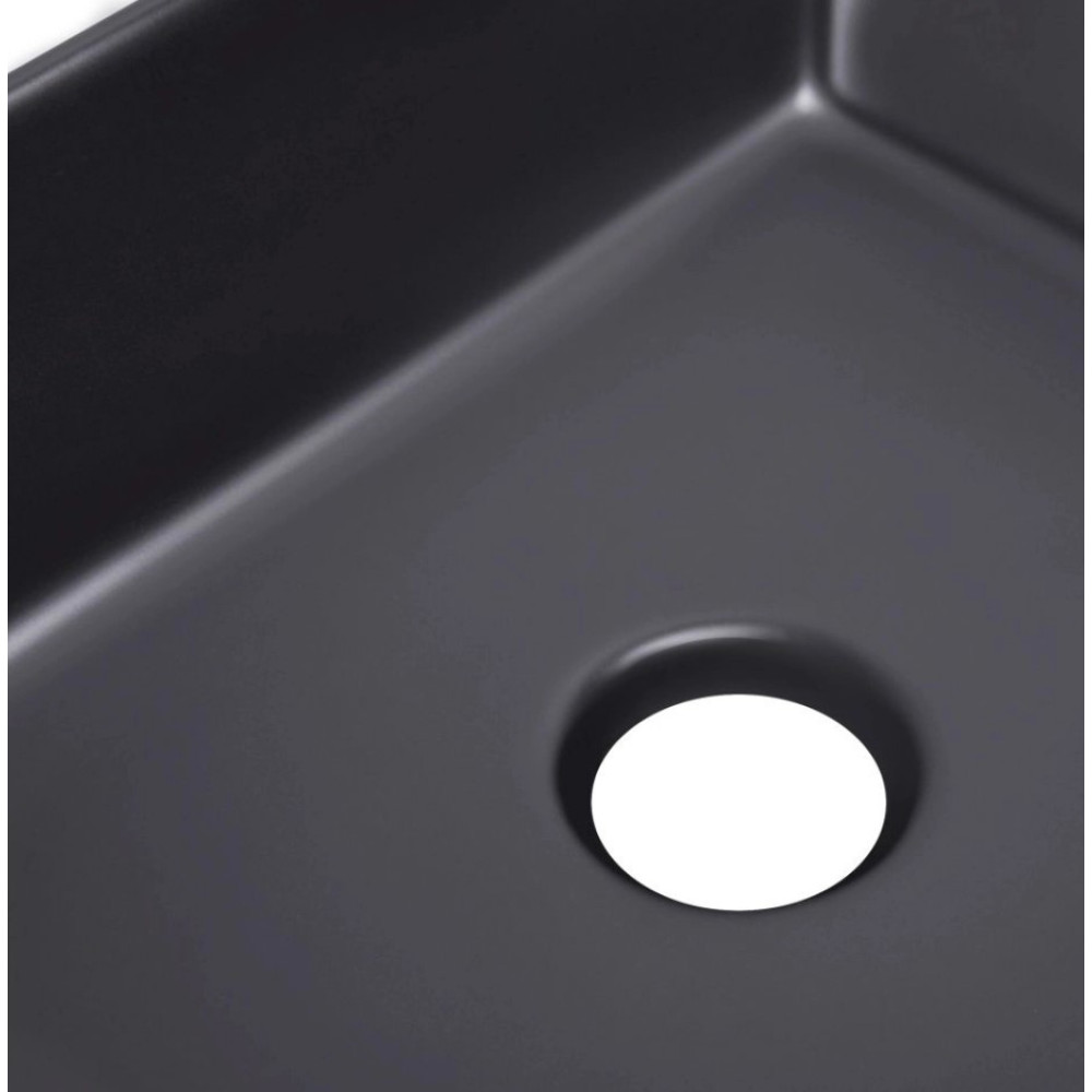 Комплект Qtap Tern: Раковина накладная прямоугольная 480х370х135 мм Matt Black + Донный клапан PU03 (QT172074MBMBN47300)