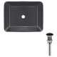 Комплект Qtap Tern: Раковина накладная прямоугольная 480х370х135 мм Matt Black + Донный клапан PU03 (QT172074MBMBN47300)