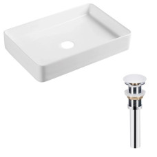 Комплект Qtap Tern: Раковина накладная прямоугольная 600x400x110 мм WHITE + Донный клапан PU02 (QT17112174WN47303)