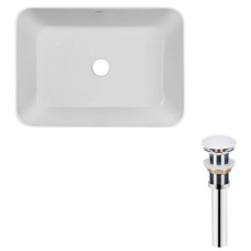 Комплект Qtap Virgo: Раковина накладная прямоугольная 490х350х110 мм White + Донный клапан PU02 (QT18112261WN47305)