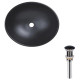 Комплект Qtap Dove: Раковина накладная овальная 415x340x140 мм Matt Black + Донный клапан PU03 (QT063078MBMBN47307)