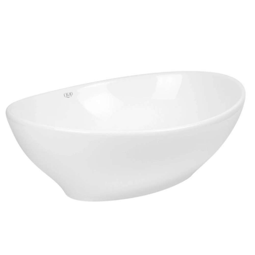 Комплект Qtap Dove: Раковина накладная овальная 415x340x140 мм White + Донный клапан PU02 (QT06113078WN47308)