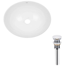 Комплект Qtap Dove: Раковина накладная овальная 415x340x140 мм White + Донный клапан PU02 (QT06113078WN47308)