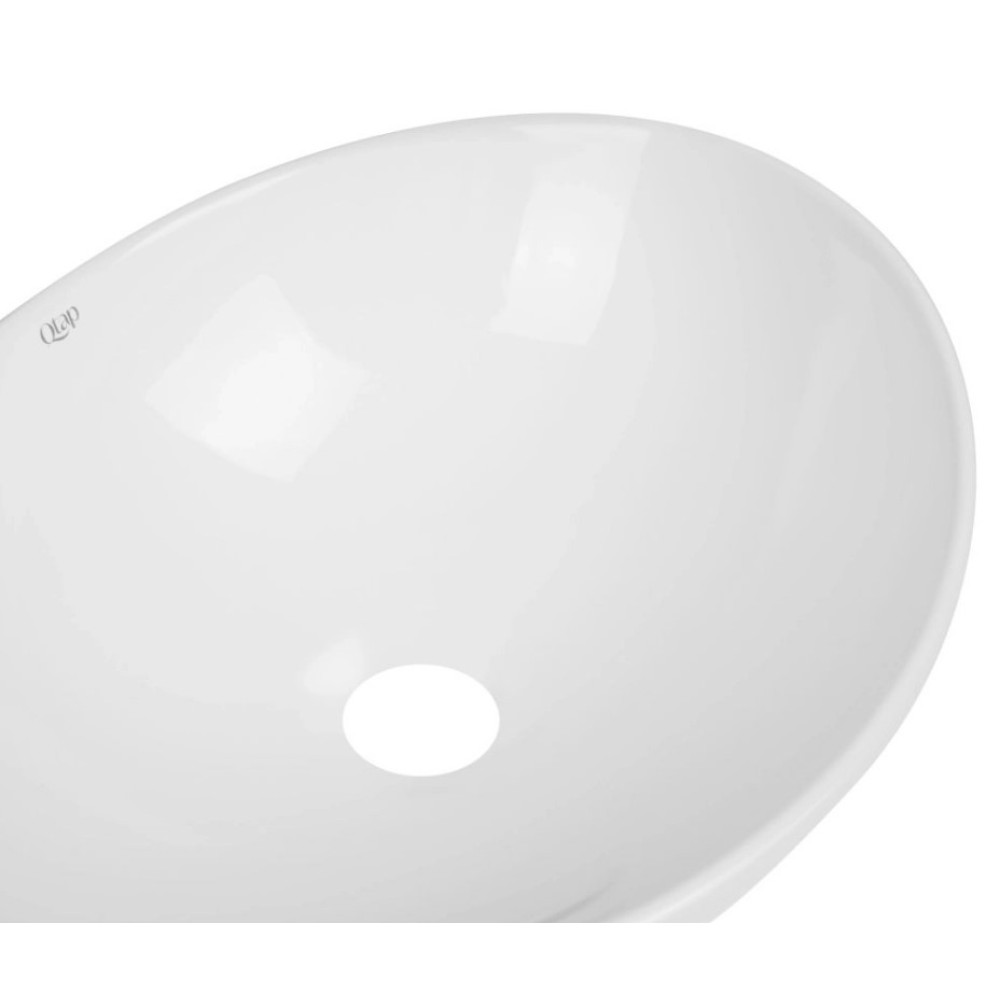Комплект Qtap Dove: Раковина накладная овальная 415x340x140 мм White + Донный клапан PU02 (QT06113078WN47308)