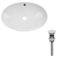 Комплект Qtap Dove: Раковина накладная овальная 635x420x150 мм White + Донный клапан PU02O (QT06113077WN47309)
