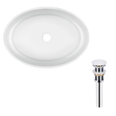 Комплект Qtap Kolibri: Раковина накладная овальная 500x360x140 мм White + Донный клапан PU02 (QT10113054WN47311)